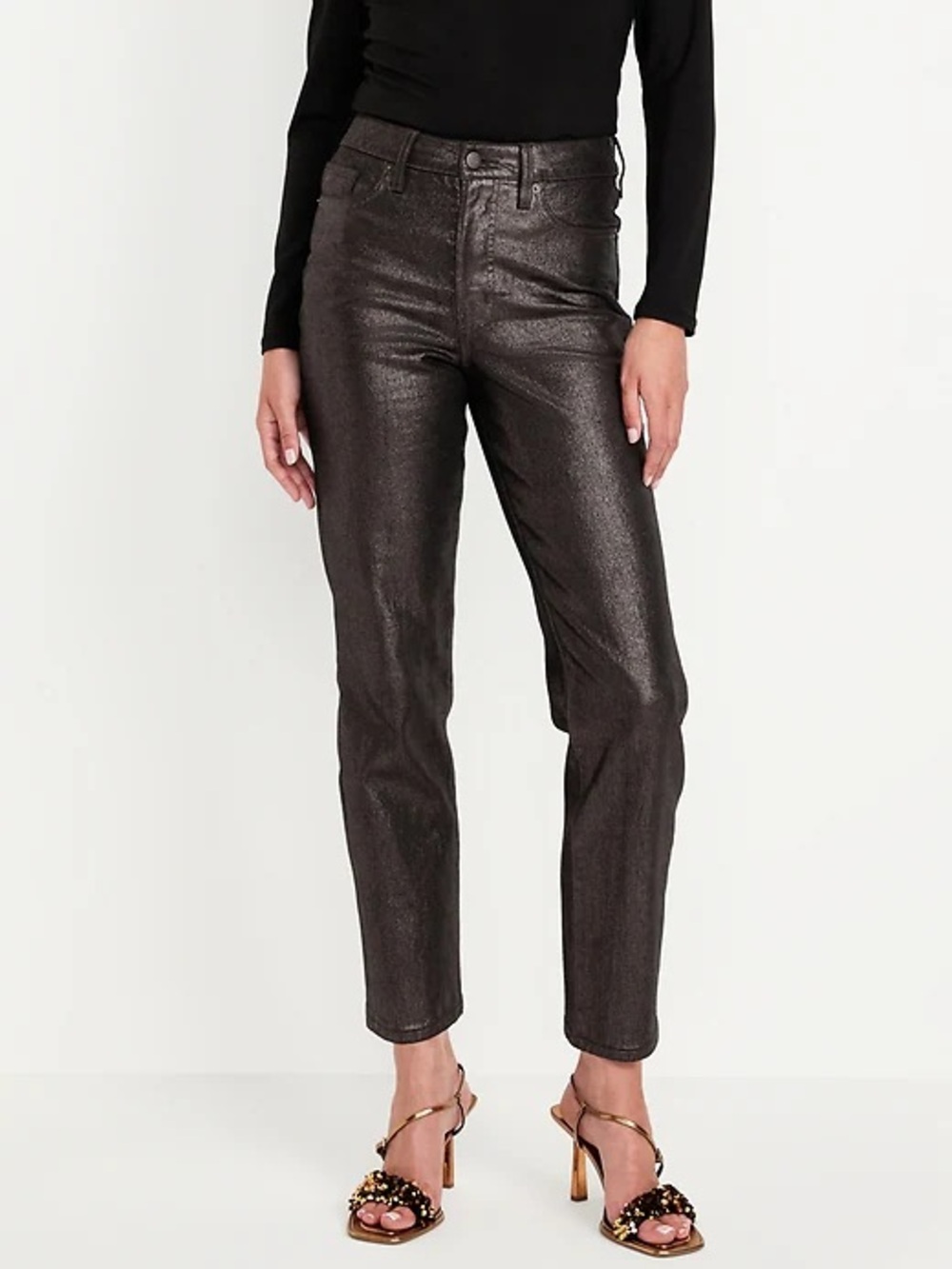 NWOT Old Navy Size 6 High-Waist O.G. Straight Ankle Jeans in "Black Shine"
